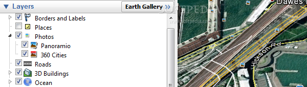 Showing Google Earth layers